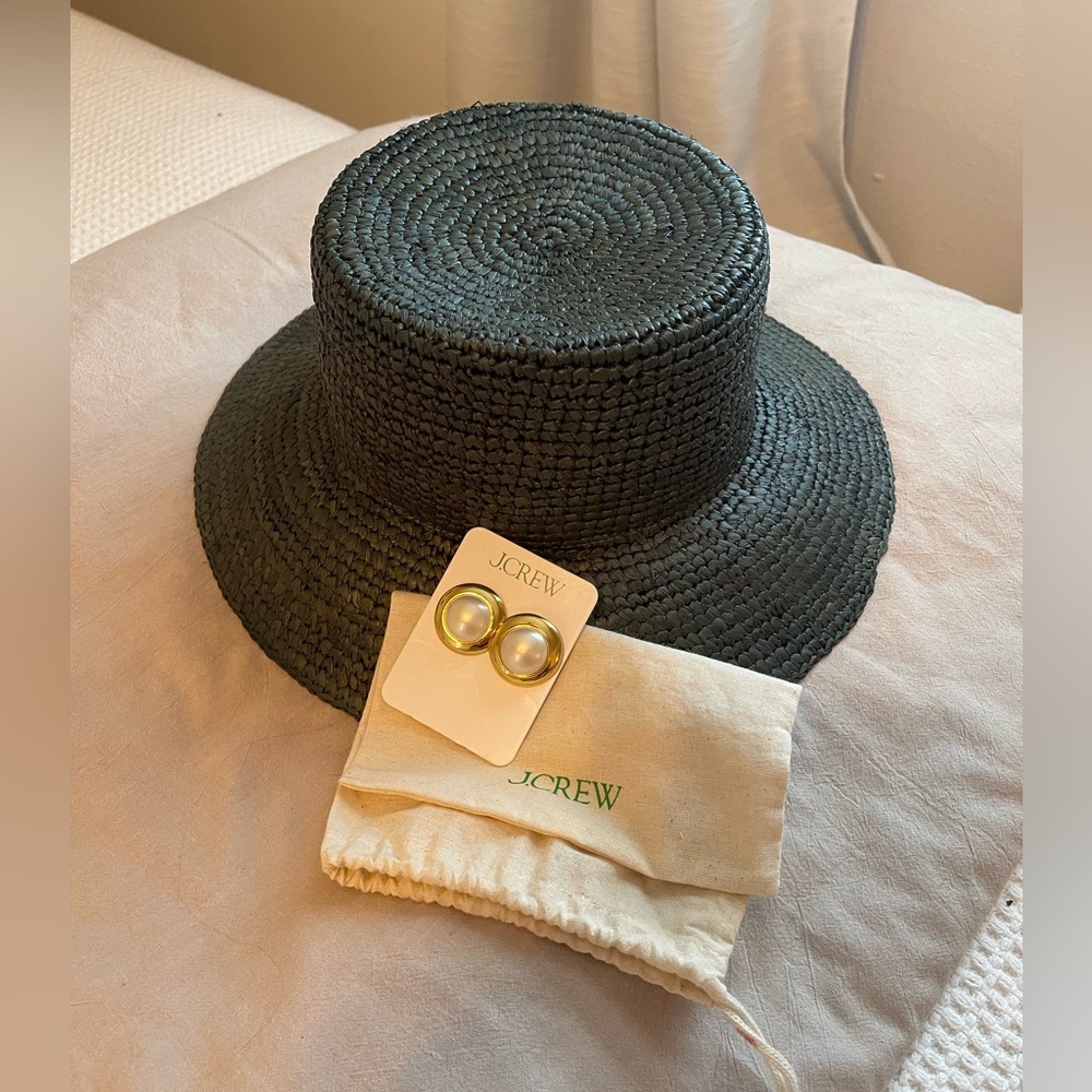 J. Crew bucket sun hat and earrings bundle